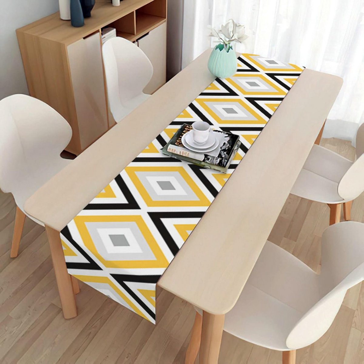 Afwasbare Tafelloper 33x150 cm - Modern Geometrisch Design voor Keuken & Eettafel
