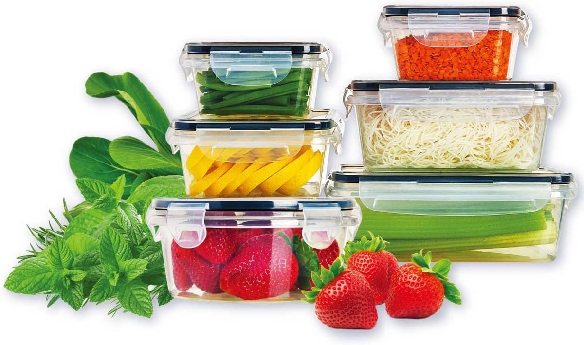 Set van 6 Vershouddozen met Deksel - Lekvrij en Stapelbaar voor Meal Prepping