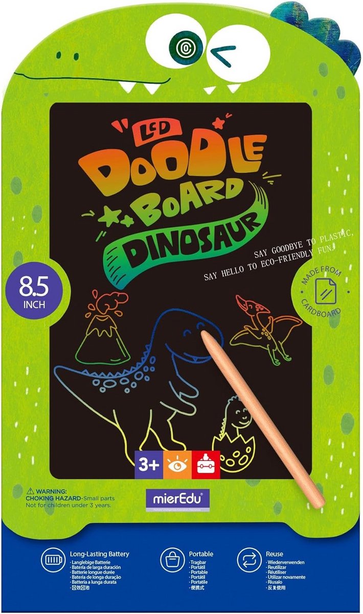 Tekenbord voor Kinderen - LCD Schrijf- en Tekentablet met Dino Thema