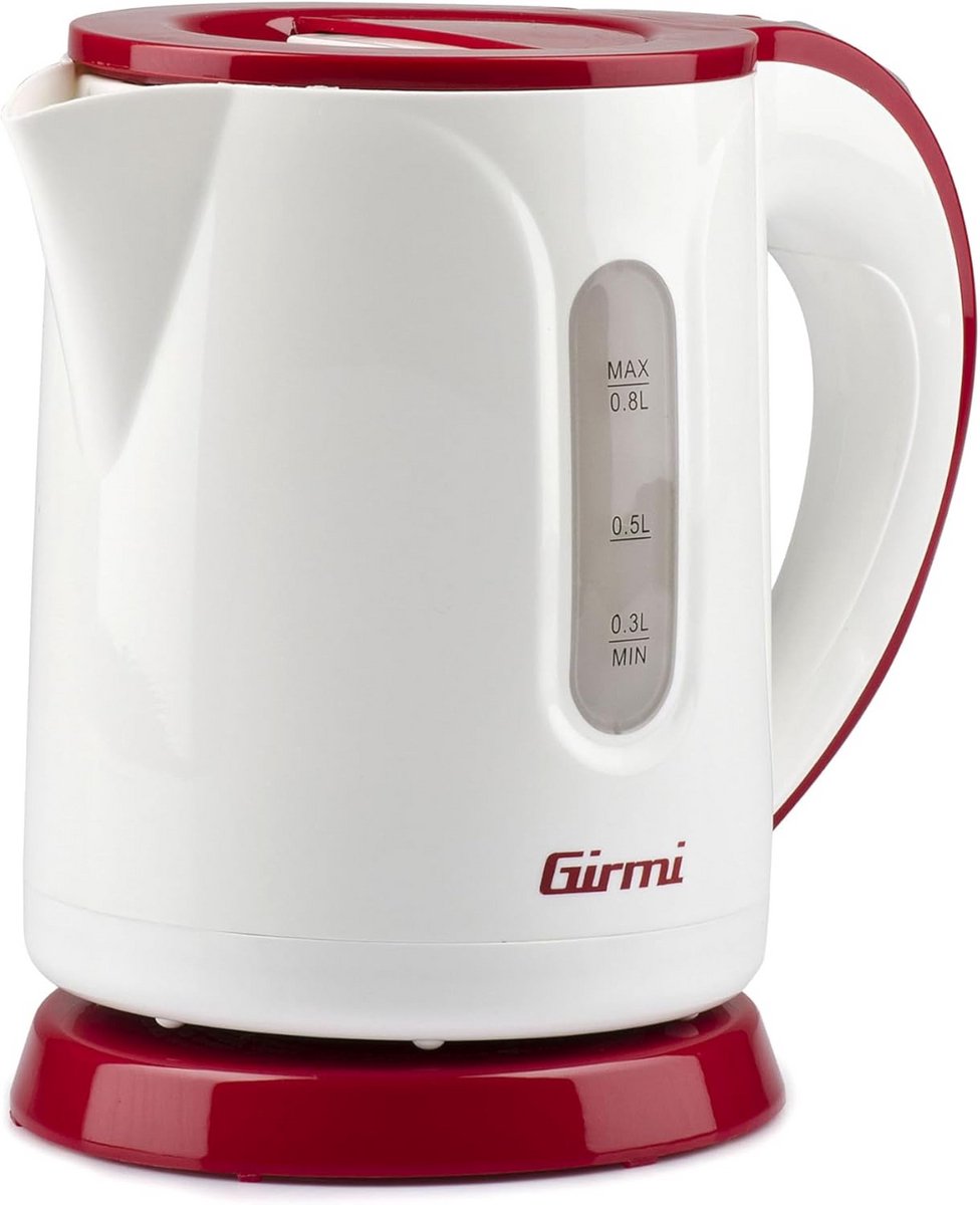 Kleine Waterkoker 0.8L Rood/Wit - Automatisch Uitschakelen & 360° Draaibaar