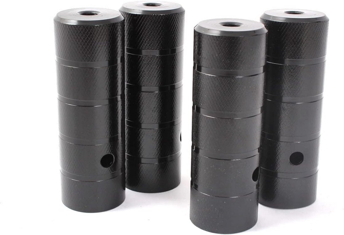 BMX Stevige Voetsteunen Set voor 10mm Assen - 4 Delig Zwart
