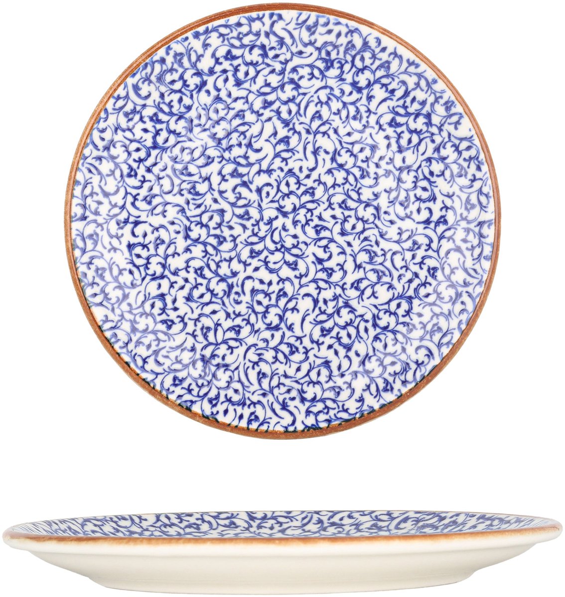 By Bone Dessertbord - Edera Cobalt - Porselein - 17 cm - set van 6