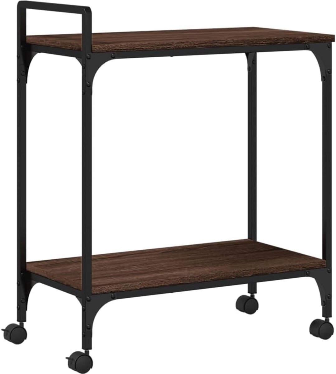 Keukenkar Houten Trolley Opbergruimte en Wielen Eikenlook