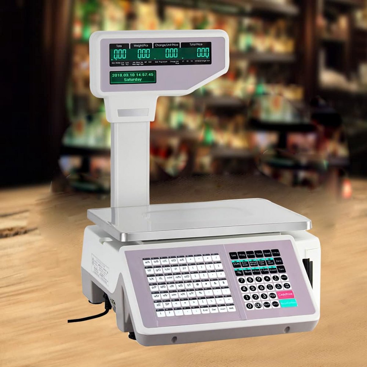 Digitale weegschaal met barcodeprinter en dubbel display voor supermarkt en winkel