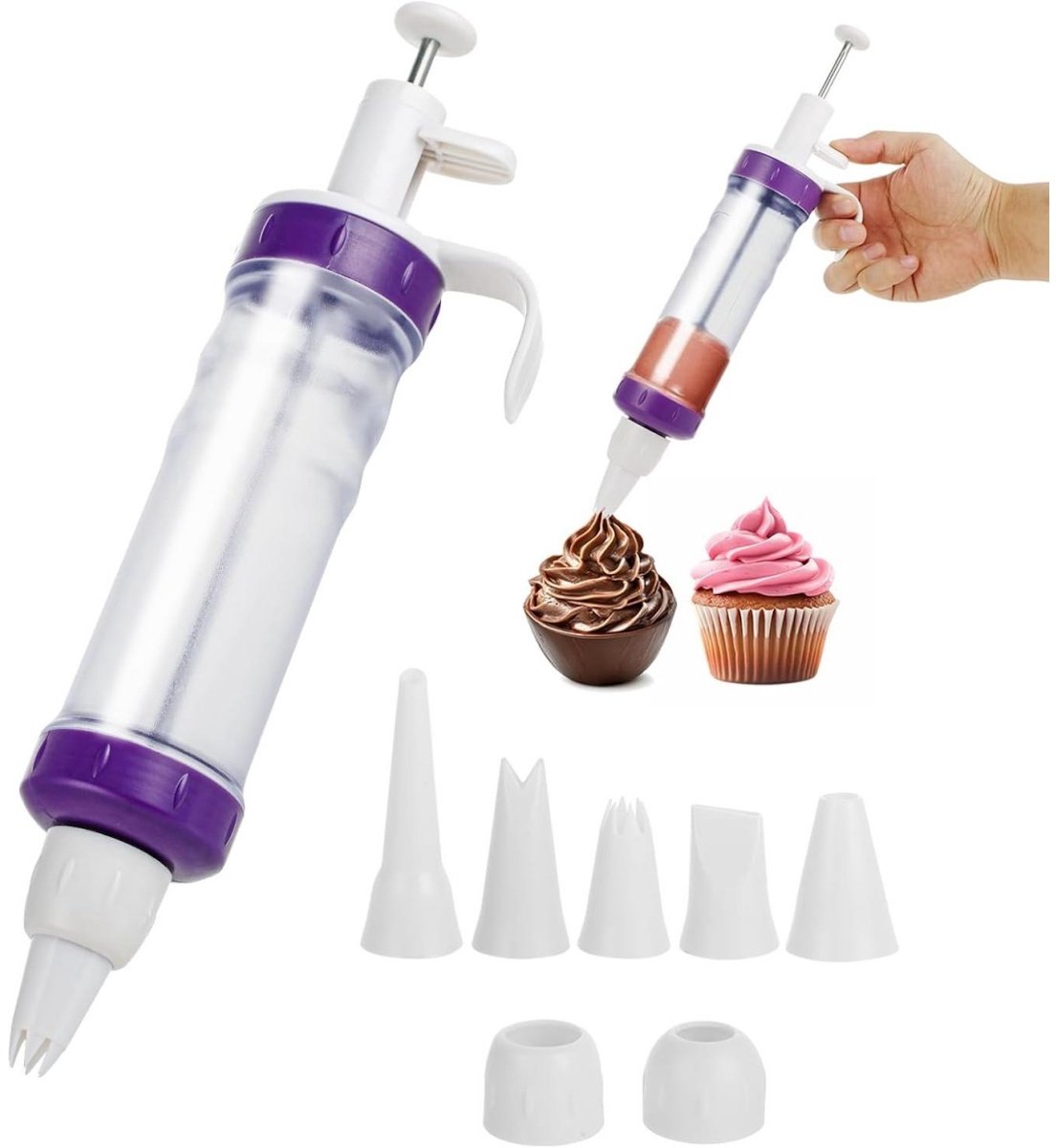 longziming -Decoratiegereedschap met Spuitmondjes – Deegspuit & Decoratieset voor Donuts, Taarten en Desserts – Ideaal voor Botercrème, Room en Vullingen
