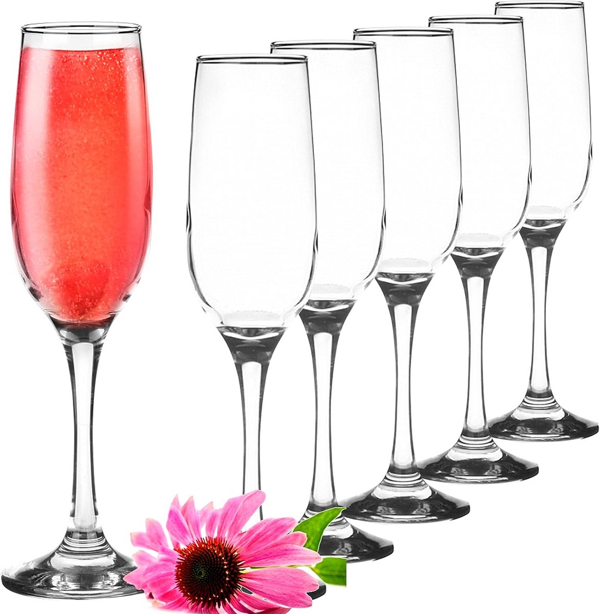 Set van 6 Champagneglazen 200 ml Stevig Persglas voor Feest of Horeca