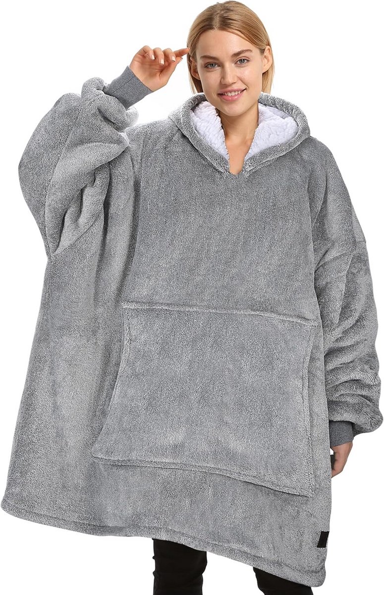 Oversized Sherpa Hoodie Deken voor Volwassenen en Tieners, Zeer Warme Draagbare Sweater met Capuchon
