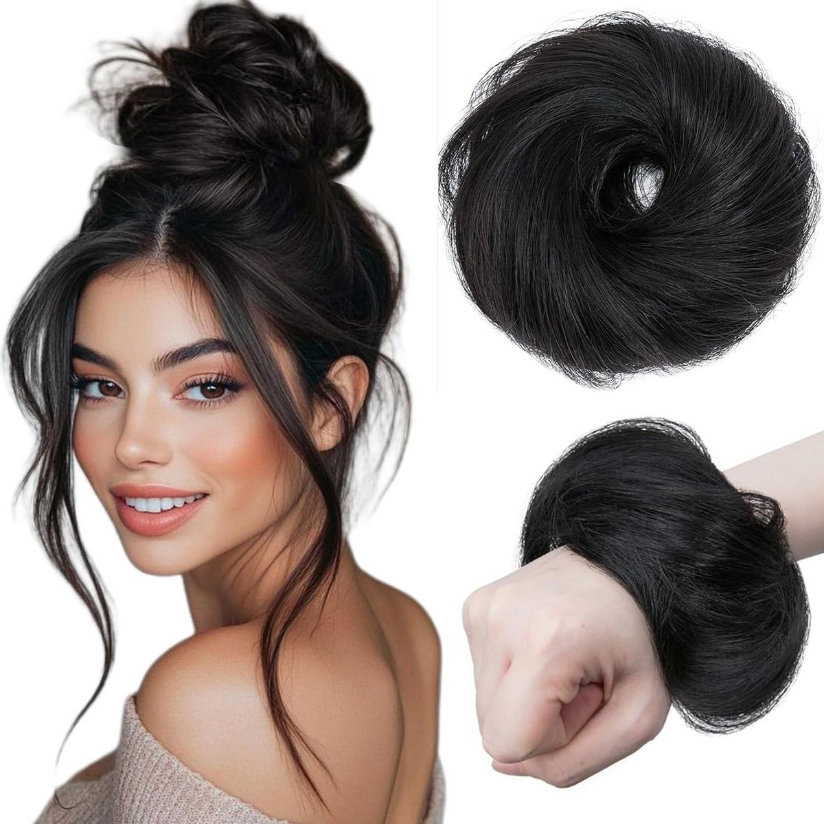 Losse Haarknot voor Dames - Elastisch, Antislip Clip-in Haarstuk voor Opsteken