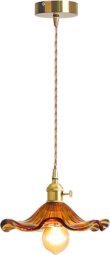 Glazen vide lamp hanglamp 5 lichts Amber | Messing | Zwart - 350 cm