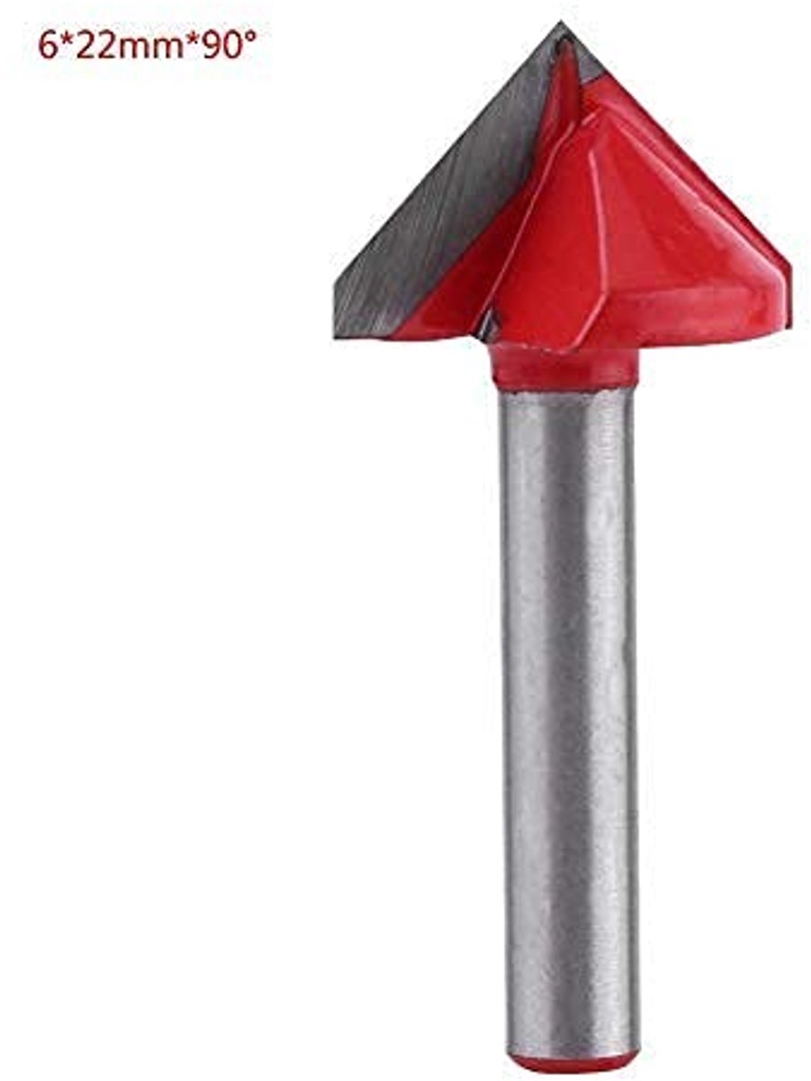 1 stuk 3D wolfraamstaal houtbewerking CNC frees scherpe V-groef frees 60/90/120/150 graden 6 mm schacht herbruikbare verpakking Socialme-eu (6 * 22 mm * 90°)