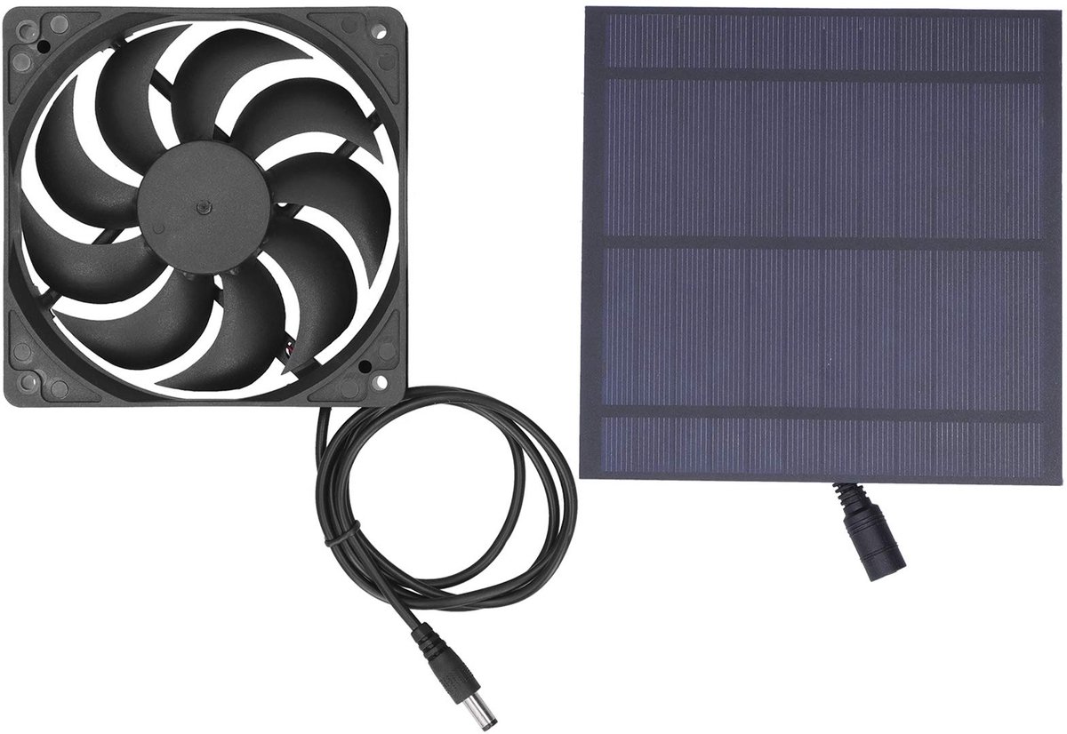 Zonnepaneelset, monokristallijn silicium zonnepaneel beschikbaar Batterijzonnepaneel met ventilator voor kassen, dierenhokken, kennels, kippenhokken en boomhutten