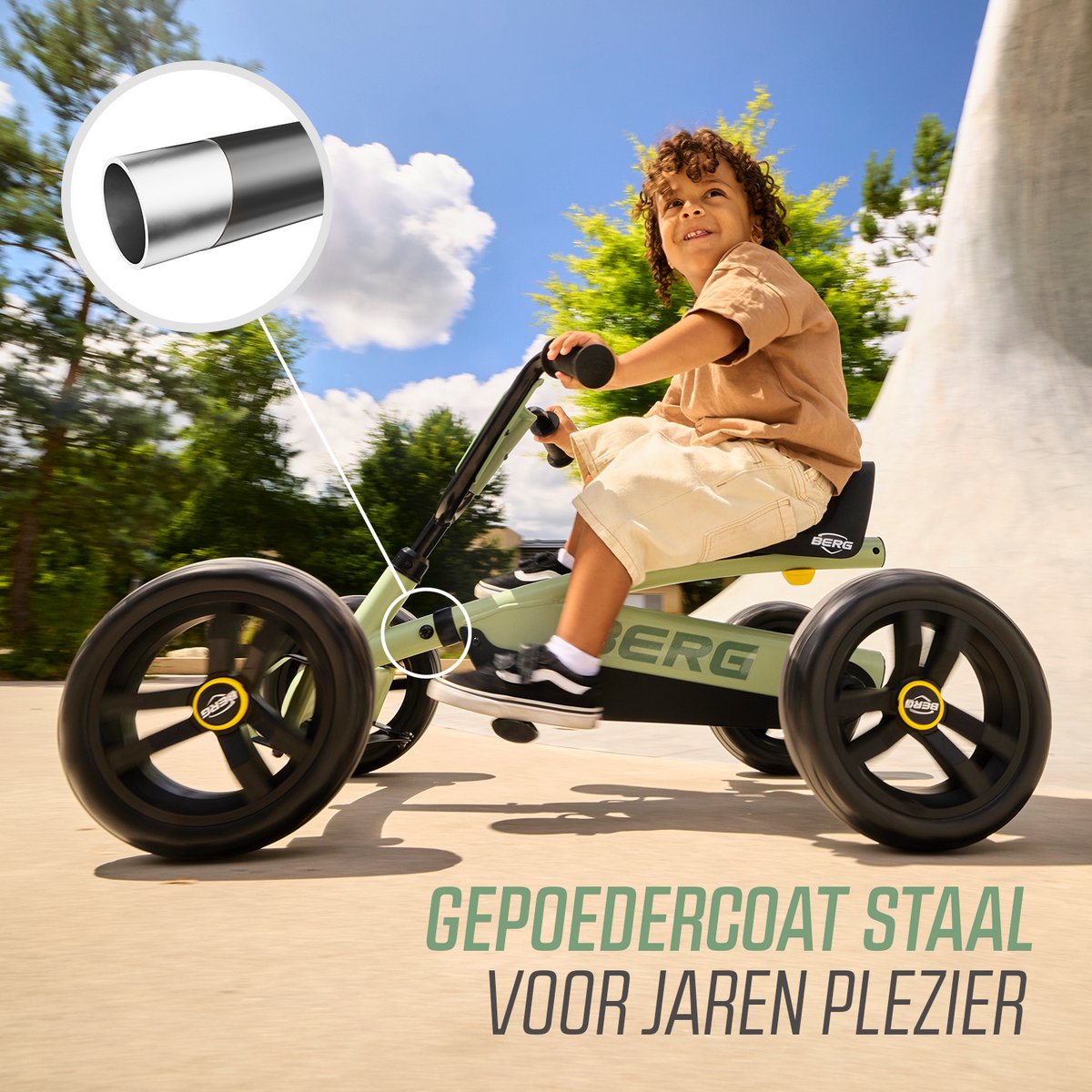 BERG Buzzy Green Skelter - 2+ jaar - Verstelbare Stoel - Anti-lek EVA banden - Veilige en Stabiele Wegligging - Groen — afbeelding 5