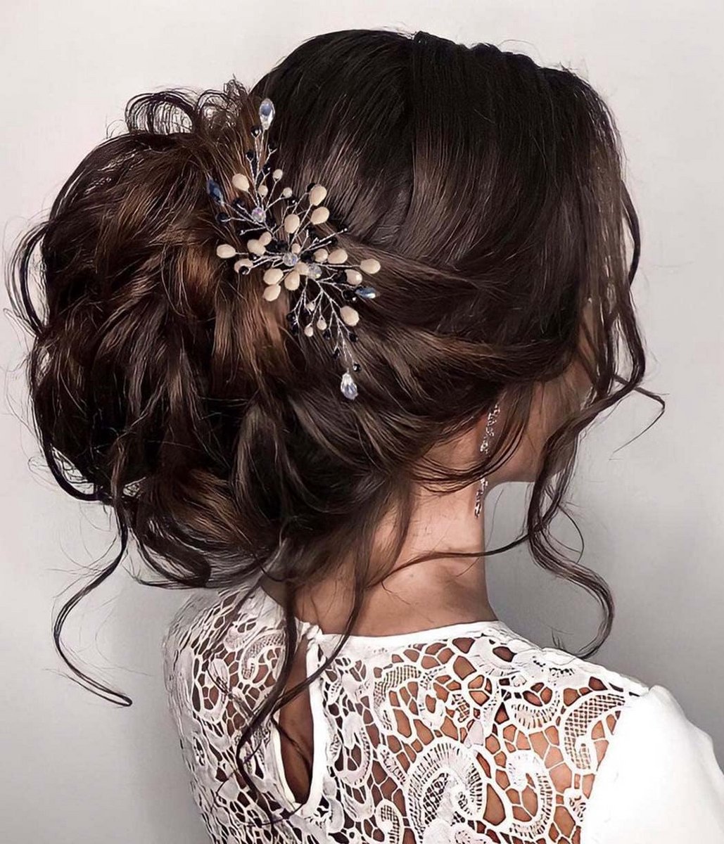 Bruidshaarspelden Roze Strass Haaraccessoires Zilveren Hoofddeksel