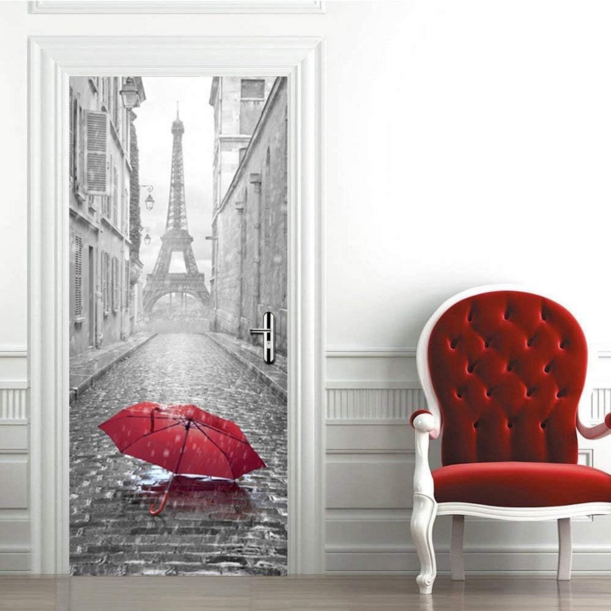 Zelfklevende Deurposter Eiffeltoren Parijs - Afbeelding voor Binnendeur - 88x200 cm