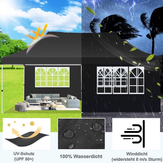 VOUNOT Tuinpaviljoen, 3 x 3 m, pop-up, opvouwbaar, met wanden, waterdicht, uv-bescherming, ademend, in hoogte verstelbaar, met draagtas, eenvoudige installatie, wit VOUNOT Tuinpaviljoen, 3 x 3 m, pop-up, opvouwbaar, met wanden, waterdicht, uv-bescherming, ademend, in hoogte verstelbaar, met draagtas, eenvoudige installatie, wit