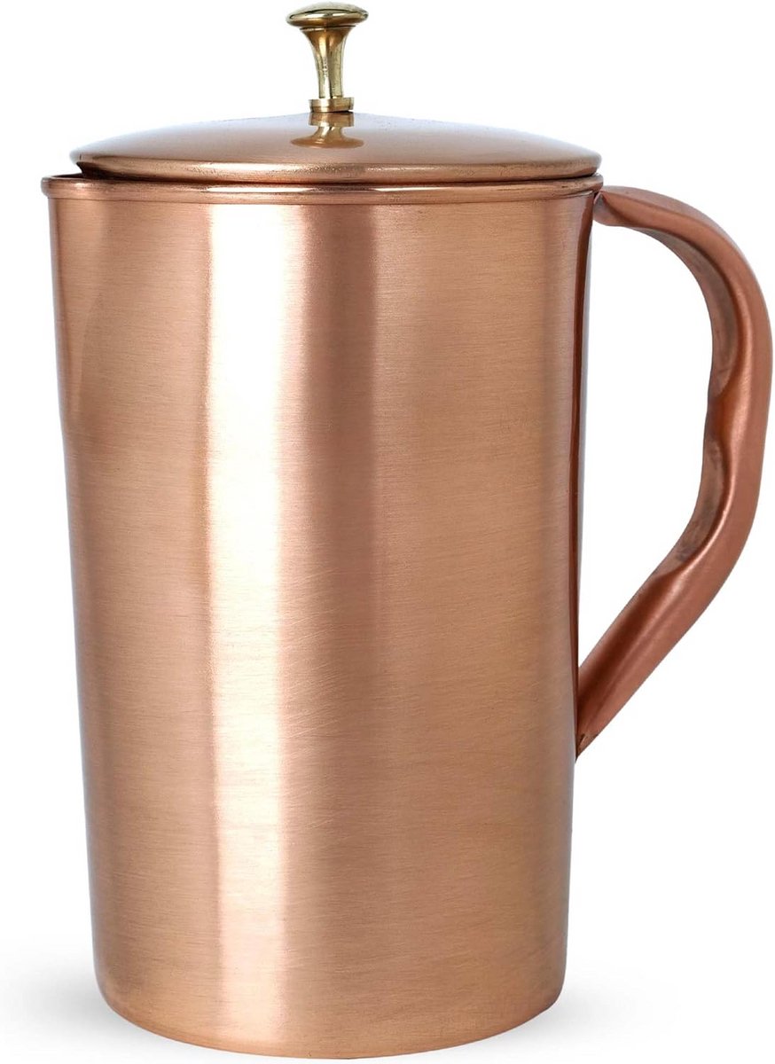 Grote Koperen Waterkan 2 Liter - Gehamerd Design - Ayurveda Geïnspireerd