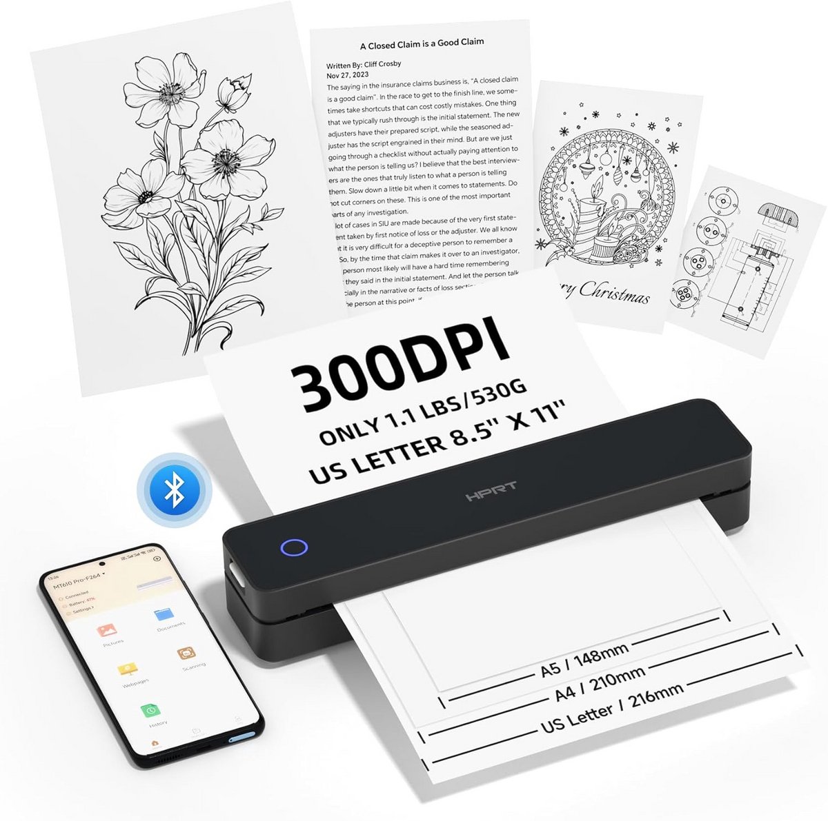 Draagbare Thermische Printer - Mobiel en Draadloos voor iOS, Android & Laptop