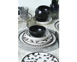 Keramika Serviesset - Keraart Black Pattern - 24 delig - 6 persoons - Stoneware