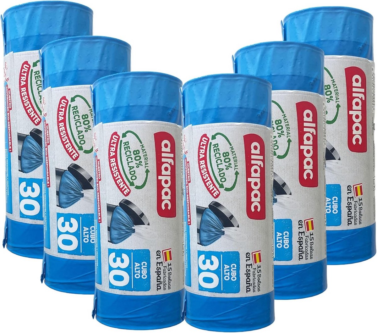 90 Grote Vuilniszakken 30L Zelfsluitend - 80% Gerecycled Plastic