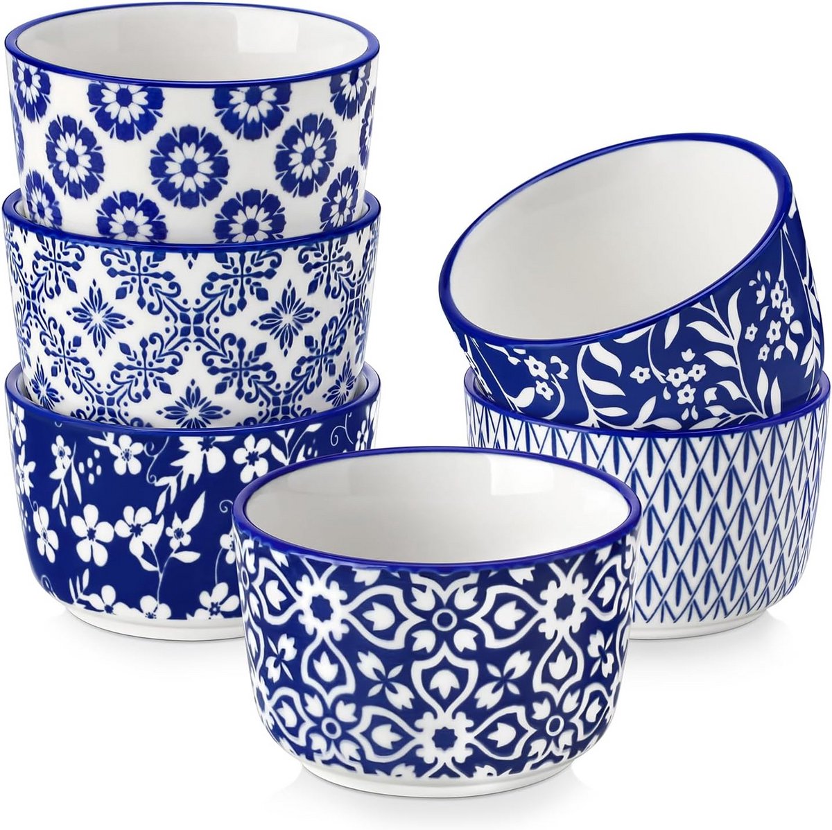Set van 6 Porseleinen Mini Ovenschaaltjes voor Crème Brûlée en Soufflé