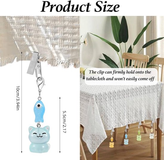 Tafelkleed gewichten hangers, tafelkleed hanger stenen tafelkleed gewichten met metalen clips voor buiten feest picknick tafel decoratie (grijs (8 stuks