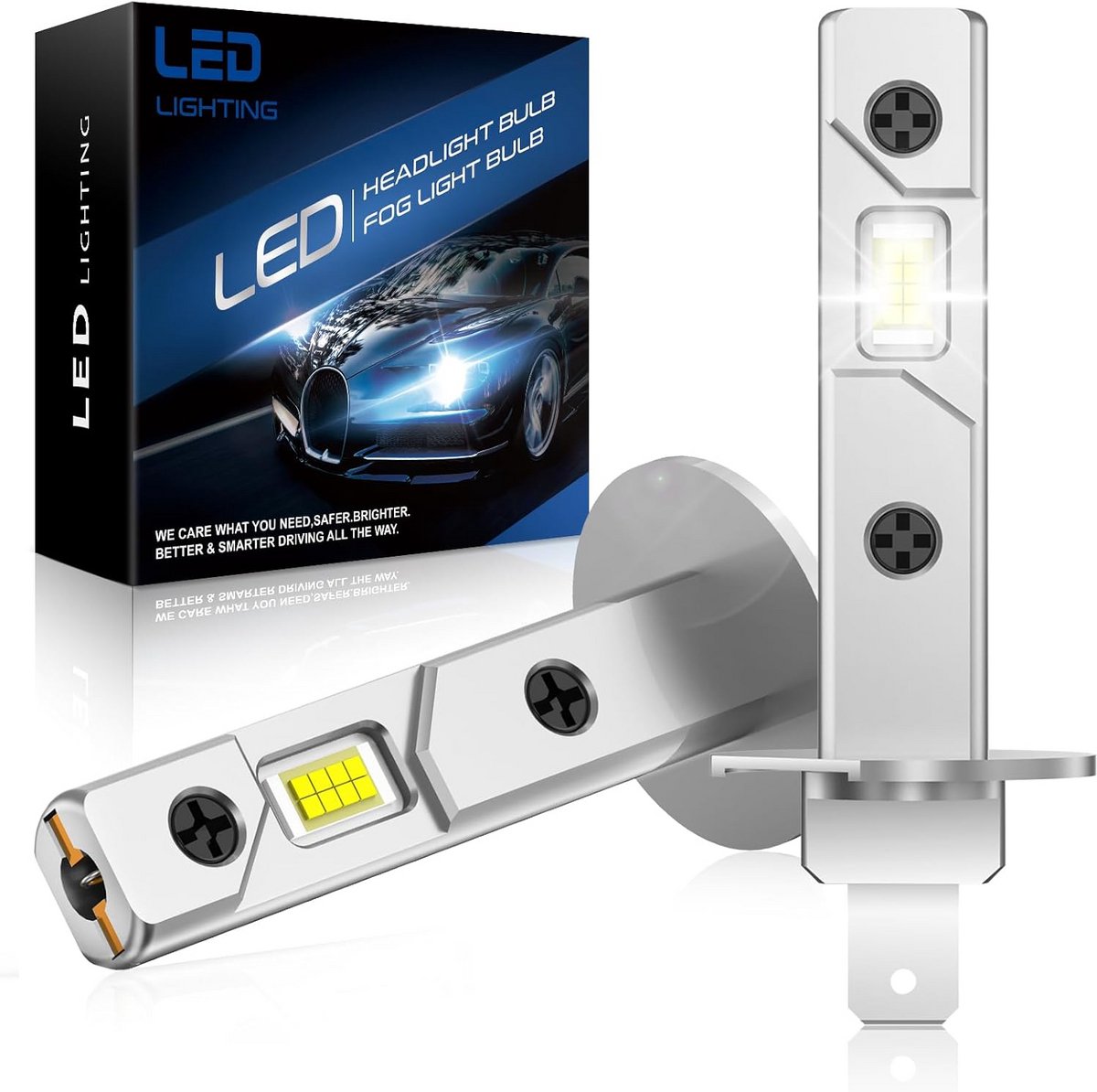 H1 LED Koplampen Set 2 Stuks Krachtige 12000LM Wit Licht 6500K Vervangen Halogeen