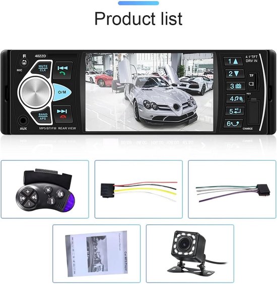 2 DIN Car Radio, 7 Inches, Stereo Bluetooth with Screen, Link Mirror, AUX, USB/FM/TF Card, SWC Rear View Camera 2 DIN Car Radio, 7 Inches, Stereo Bluetooth with Screen, Link Mirror, AUX, USB/FM/TF Card, SWC Rear View Camera