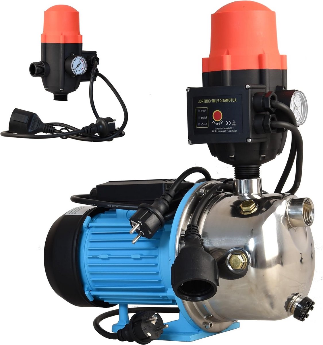 Krachtige Hydrofoorpomp 1100W met Automatische Drukregelaar (Inox)