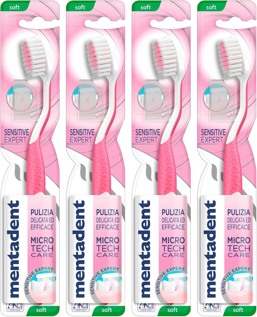 4 Stuks Gevoelige Tandenborstels met Zachte Borstelharen, Micro Tech Care