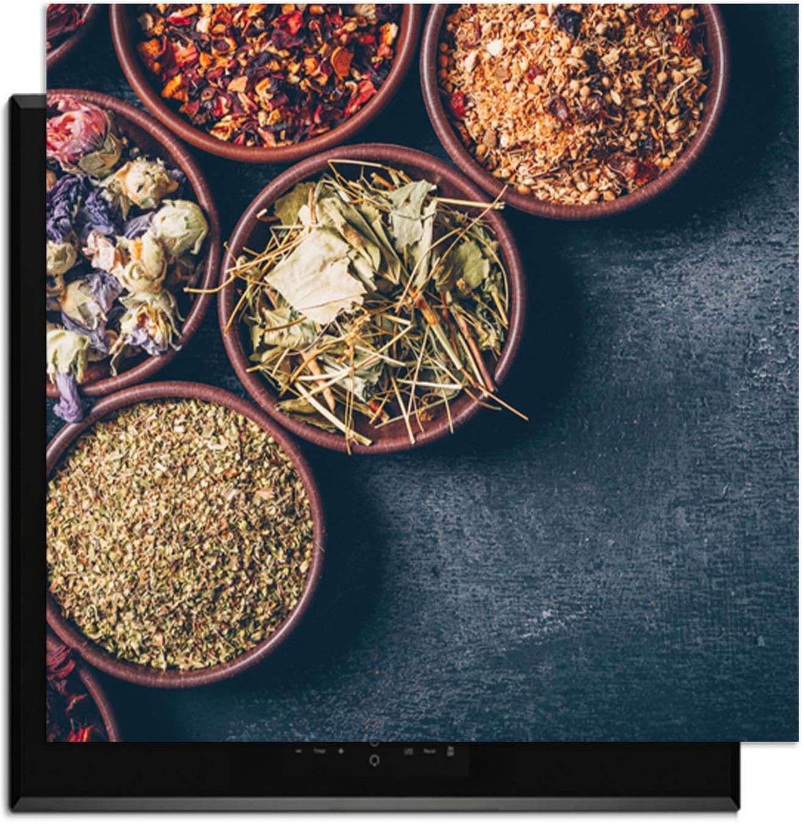 KitchenArt - Herbal Market - Inductie Beschermer - 59x52 cm - Kookplaat Beschermer - Luxe Afdekplaat Inductieplaat - Anti-slip & Oprolbaar - Beschermmat Inductiekookplaat