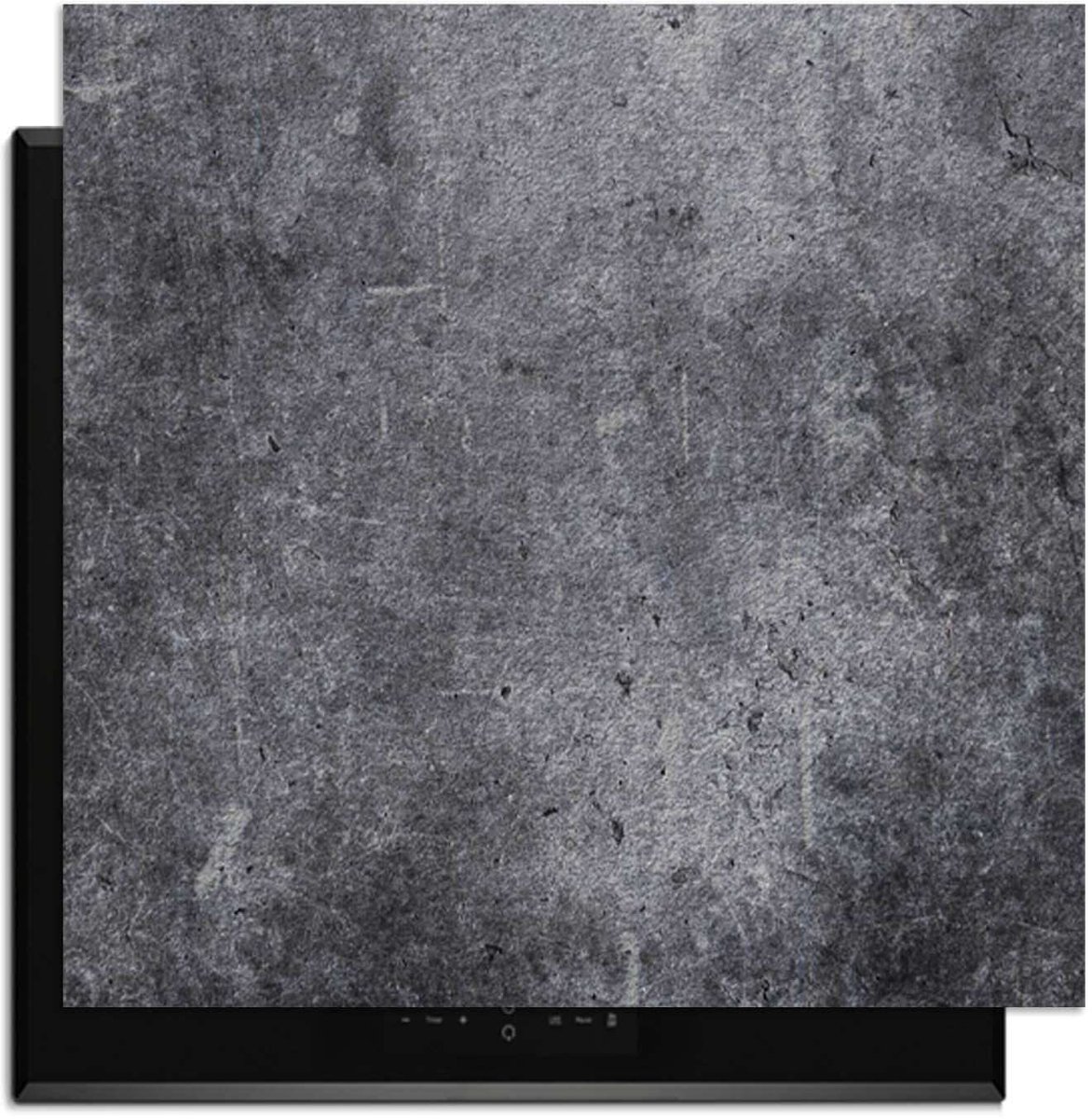 KitchenArt - Midnight Concrete – Inductie Beschermer - 62x52 cm - Kookplaat Beschermer - Luxe Afdekplaat Inductieplaat - Anti-slip & Oprolbaar - Beschermmat Inductiekookplaat