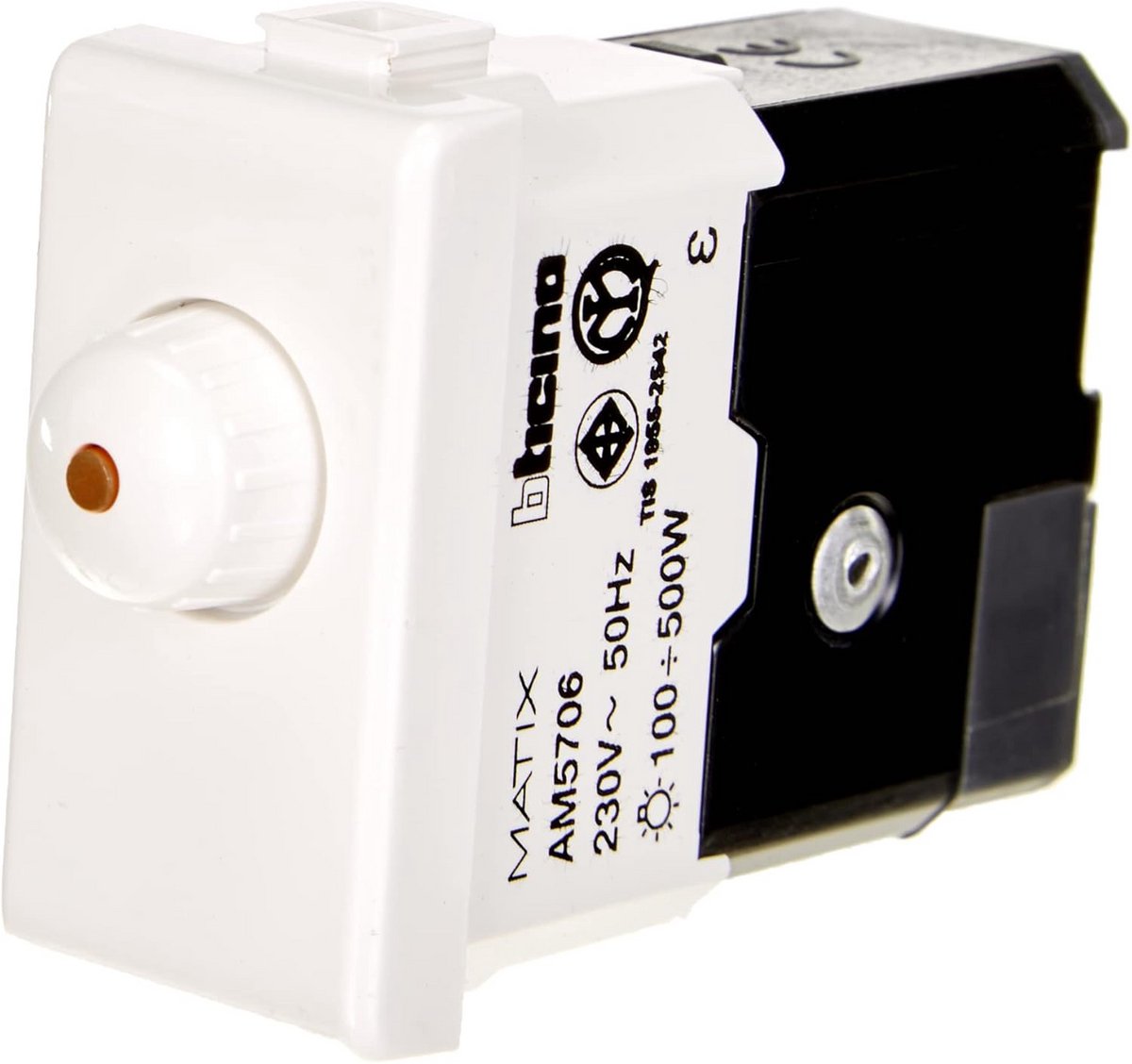 Draaibare dimmer schakelaar wit voor gloeilampen 100W-500W