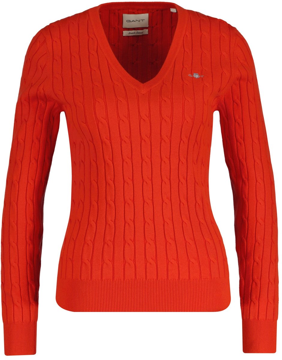 GANT Gebreide trui STRETCH COTTON CABLE V-NECK