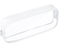 Etui - Transparante etui - Pennenzak - Doorzichtig pennenetui - Pennenetui - Cosmetica - Reistasje - Make-uptasje - Transparant etui voor pennen - waterdicht PVC-etui met ritssluiting - Schoolspullen - voor school en kantoor - 20*3.5*8cm - wit