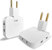 Stekkerdoos – 2 Stuks – Extra Plat – 3 Stopcontacten – 180º Draaibare Verbinding – 16A/250V
