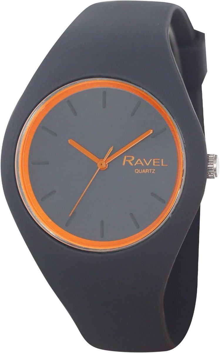 Uniseks gestroomlijnd horloge met contrastwijzerplaat en siliconeband - Analoge kwarts - R1804