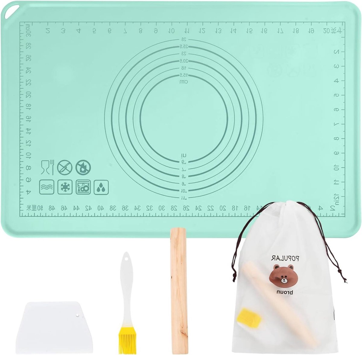 Siliconen bakmat met meting, antislip deegonderlegger 60 x 40 cm