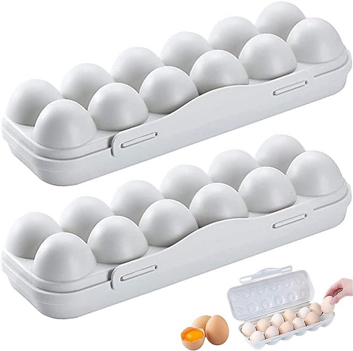 Eieropbergdoos met deksel - 2 stuks, grijs