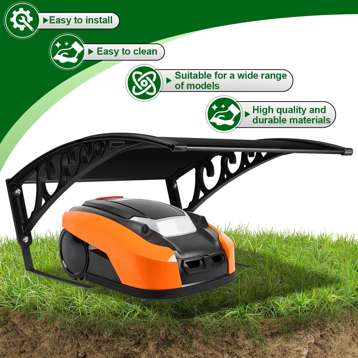 Zwarte Beschermgarage voor Robotmaaier met Duurzaam Dak - afbeelding 2