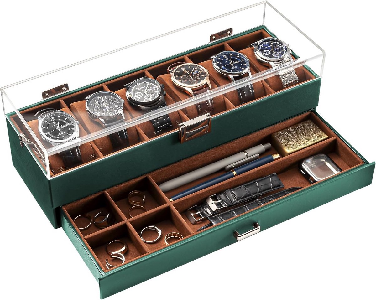 Watch Box met 6 Vakken en Deksel van Acryl