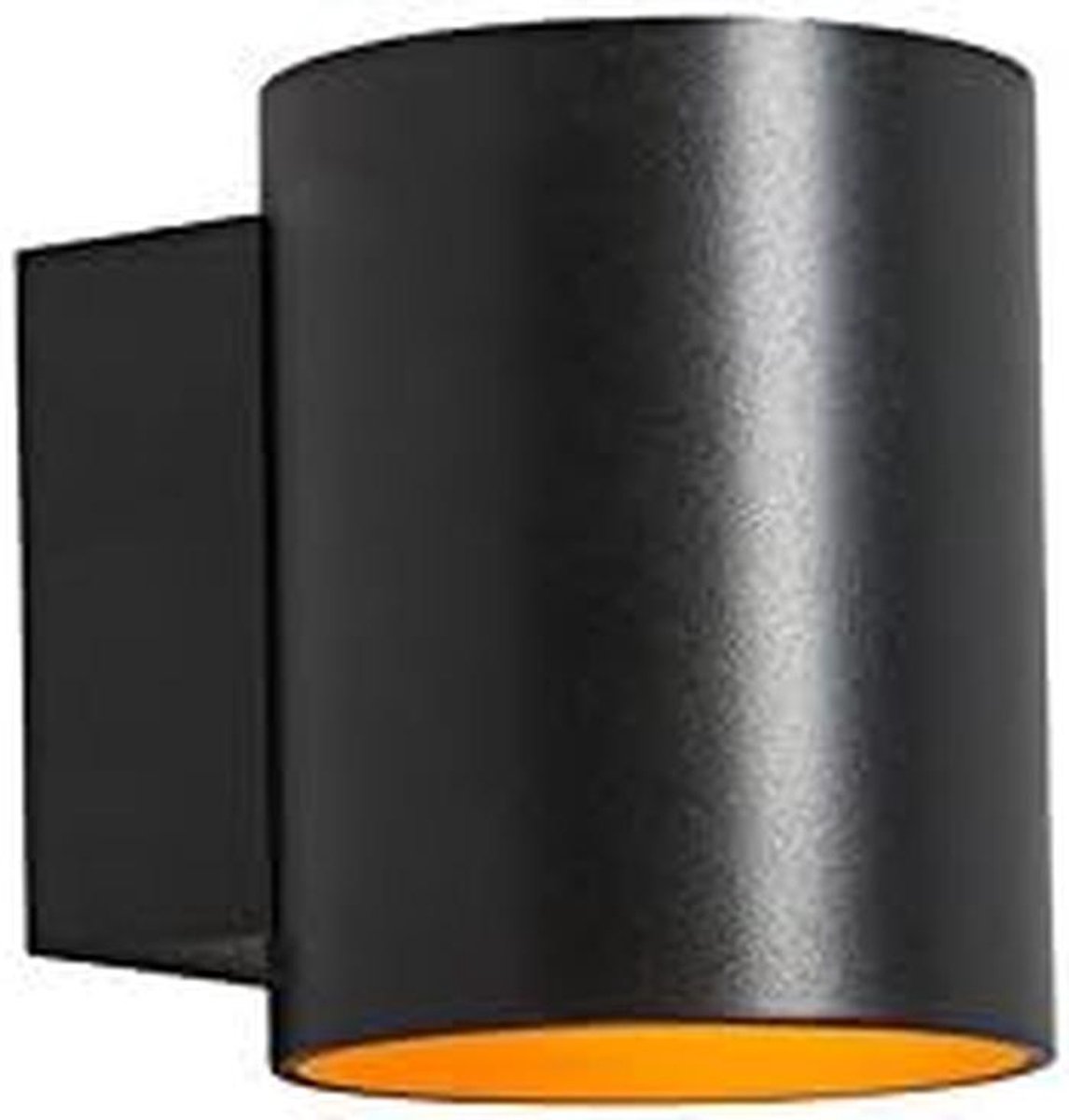 Ronde Wandlamp Up- en Downlight Zwart met Gouden Afwerking - G9 Max 40W