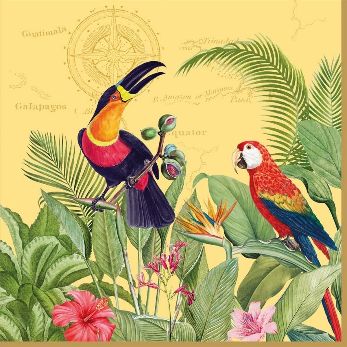 Servetten 33 x 33 cm - Kleurrijke vogels in exotische jungle