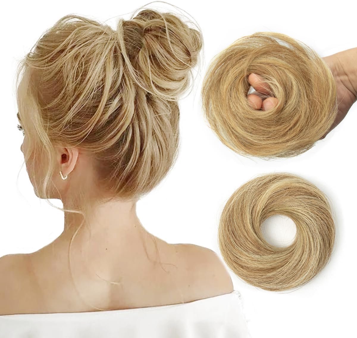 Haarstukje Knot Echt Haar Vezels Clip Elastiek Volume Lengte Dames