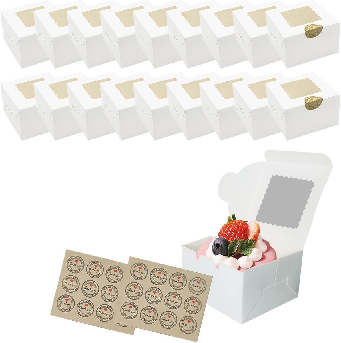 Cupcake Dozen Box met Venster - 18 Stuks Biologisch Afbreekbaar
