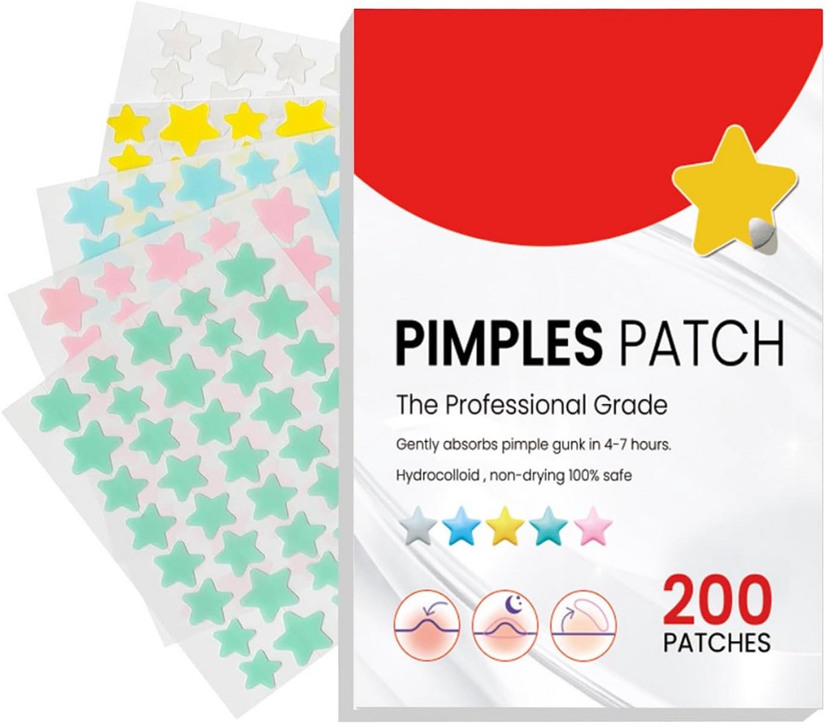 200 Stervormige Hydrocolloïde Patches voor Puistjes - Draagbare Acnevlekken Cover