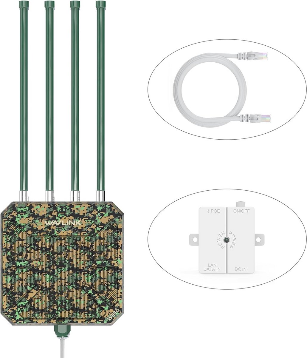 Buitenshuis WiFi 6 Extender - Langere Bereik, Ondersteunt Tot 128 Apparaten, Weerbestendig, Eenvoudige Installatie