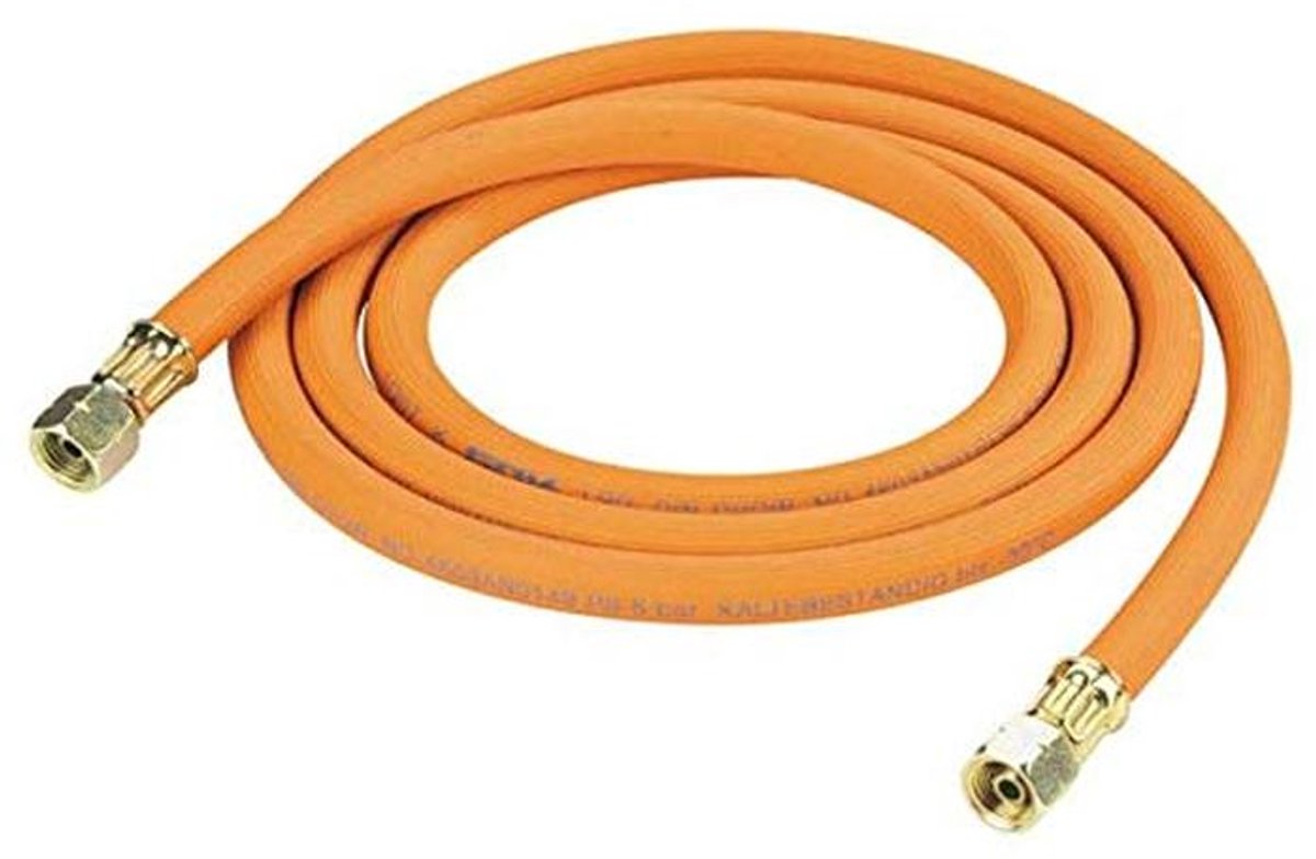 Gasslang 500 cm voor campinggebruik met 1/4 inch linkse schroefdraad -30 °C inzet