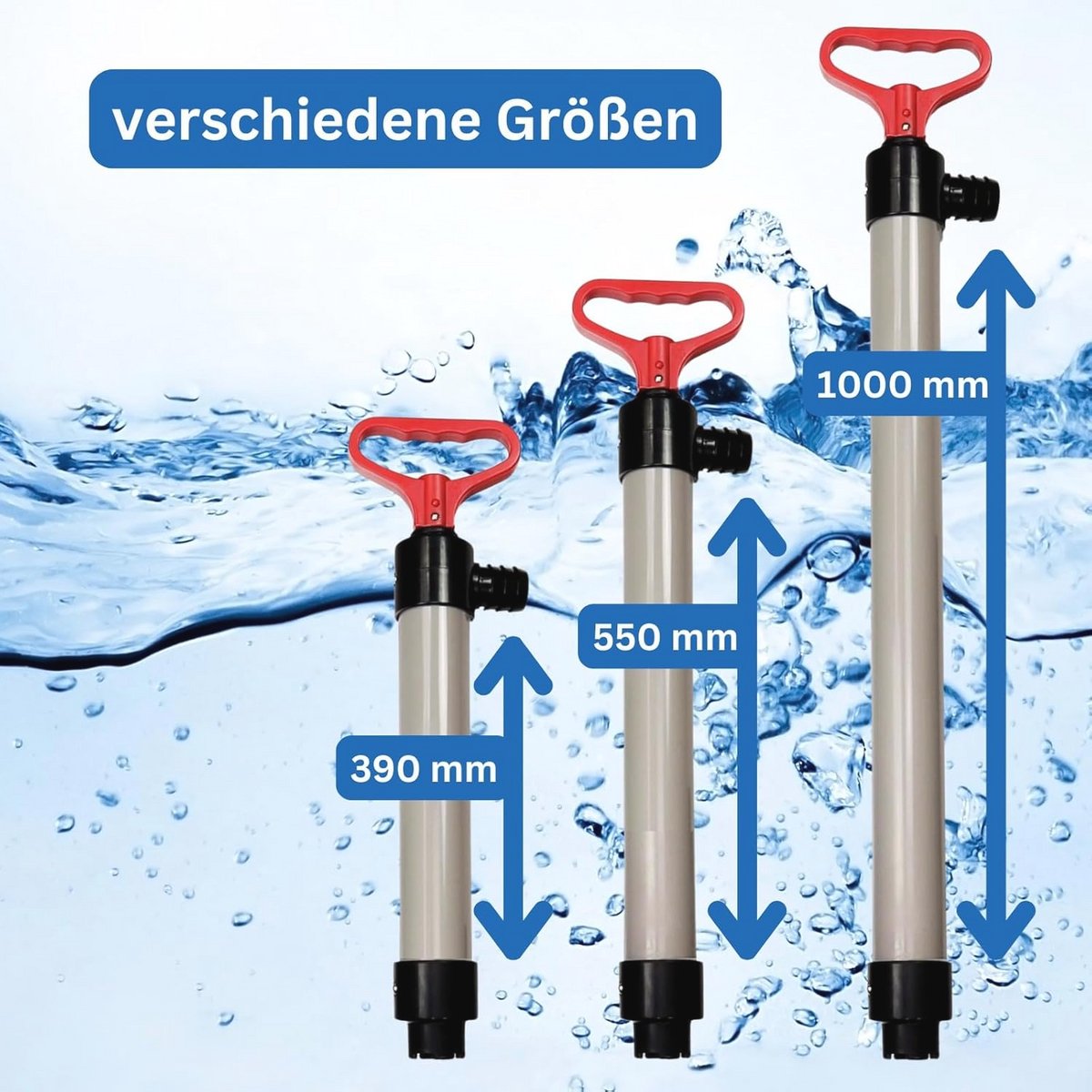 SAWESTO Handwaterpomp, 3 maten, stroomloos, voor tuin en boot, maat 390 mm, 0,59 l per slag thumbnail 5