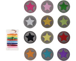 Allecta - Opstrijkpatches voor kinderen - DIY opnaaibare patches - Applicatiepatches - Patch stickers - Jeans kleding patches - Ster opstrijkplaatje - Kleine ronde set