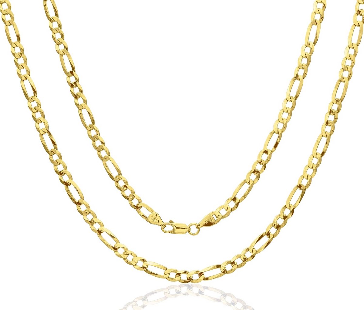 Gouden Figaro Ketting 5mm - 18K Verguld Zilveren Halsketting voor Dames en Heren - Diverse Lengtes
